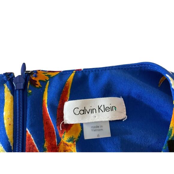 Calvin Klein Women's Cold Shoulder Tropical Print Dress Size 6 Polyester Spandex - Picture 7 of 12